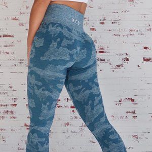 KCB Camoflauge Pattern Seamless Leggings - Deep Blue